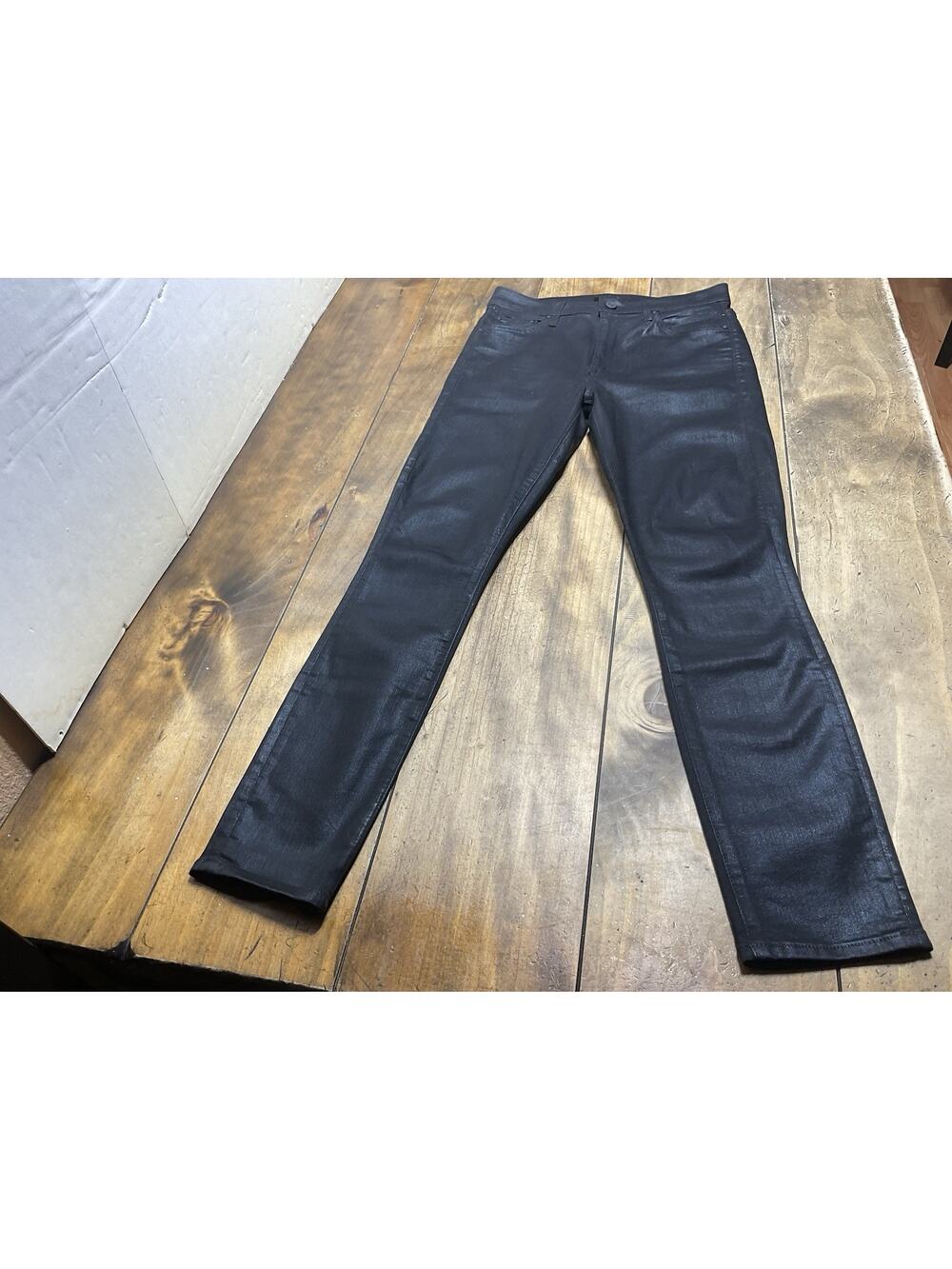 MOTHER Women's The Swooner Coated Ankle Jeans Size 28 Wet Paint Black Pant